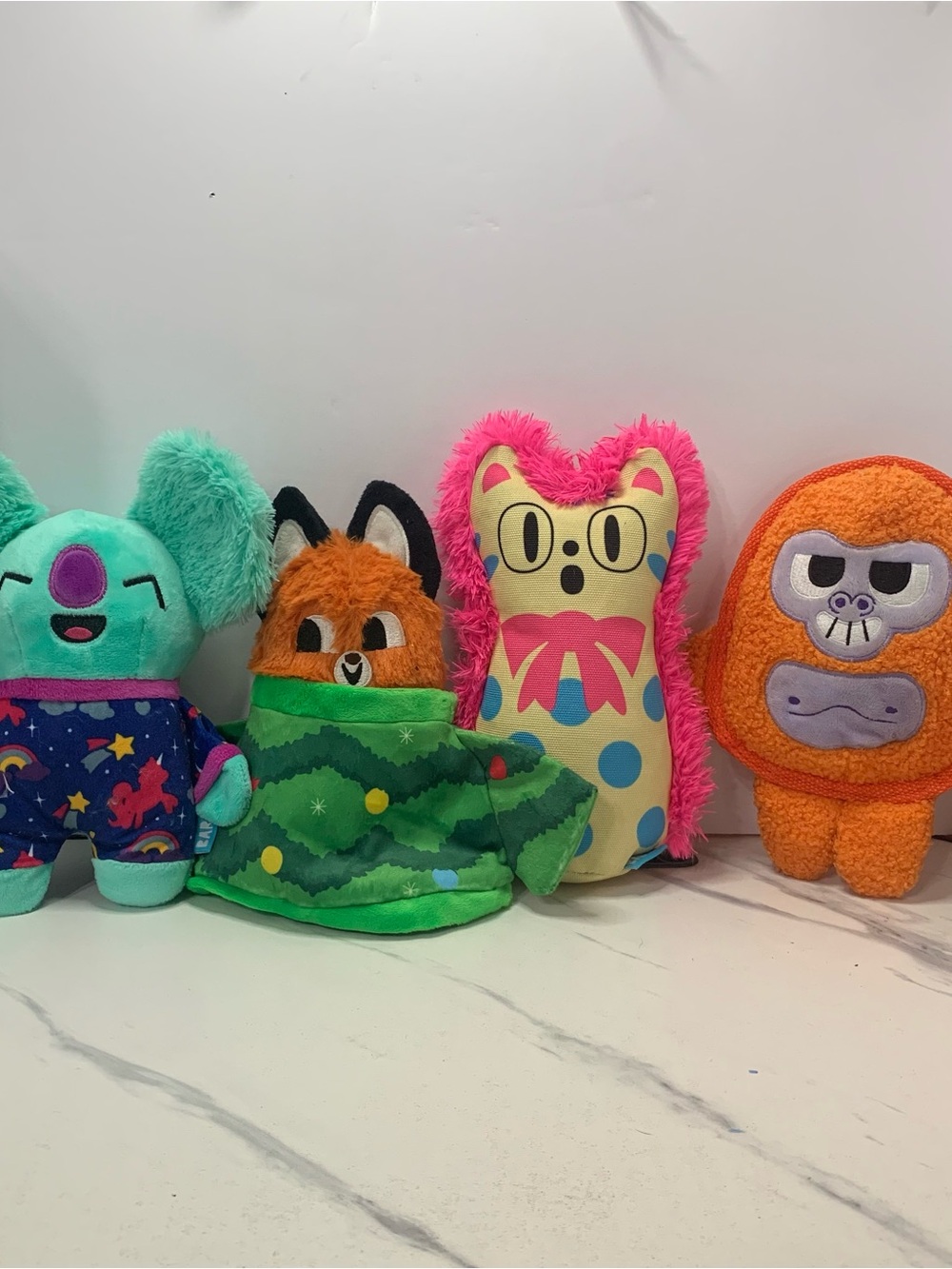 Bark box Multicolor Plush Dog Toy Set of 4